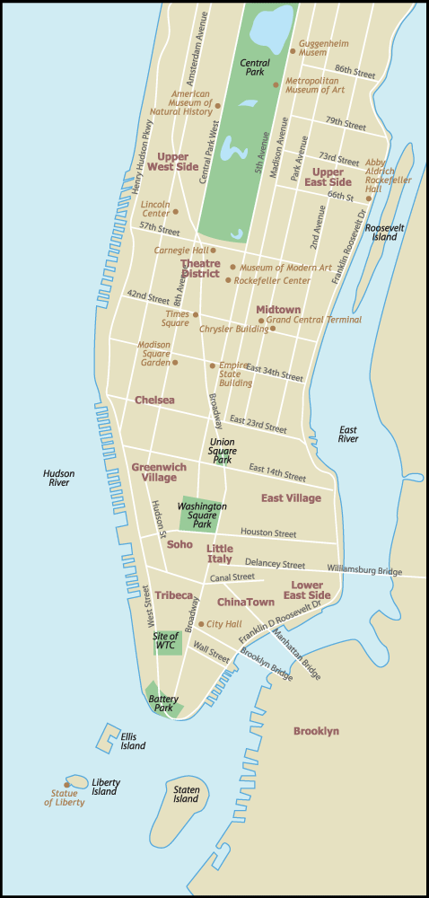 Manhattan New York Map State - BHe